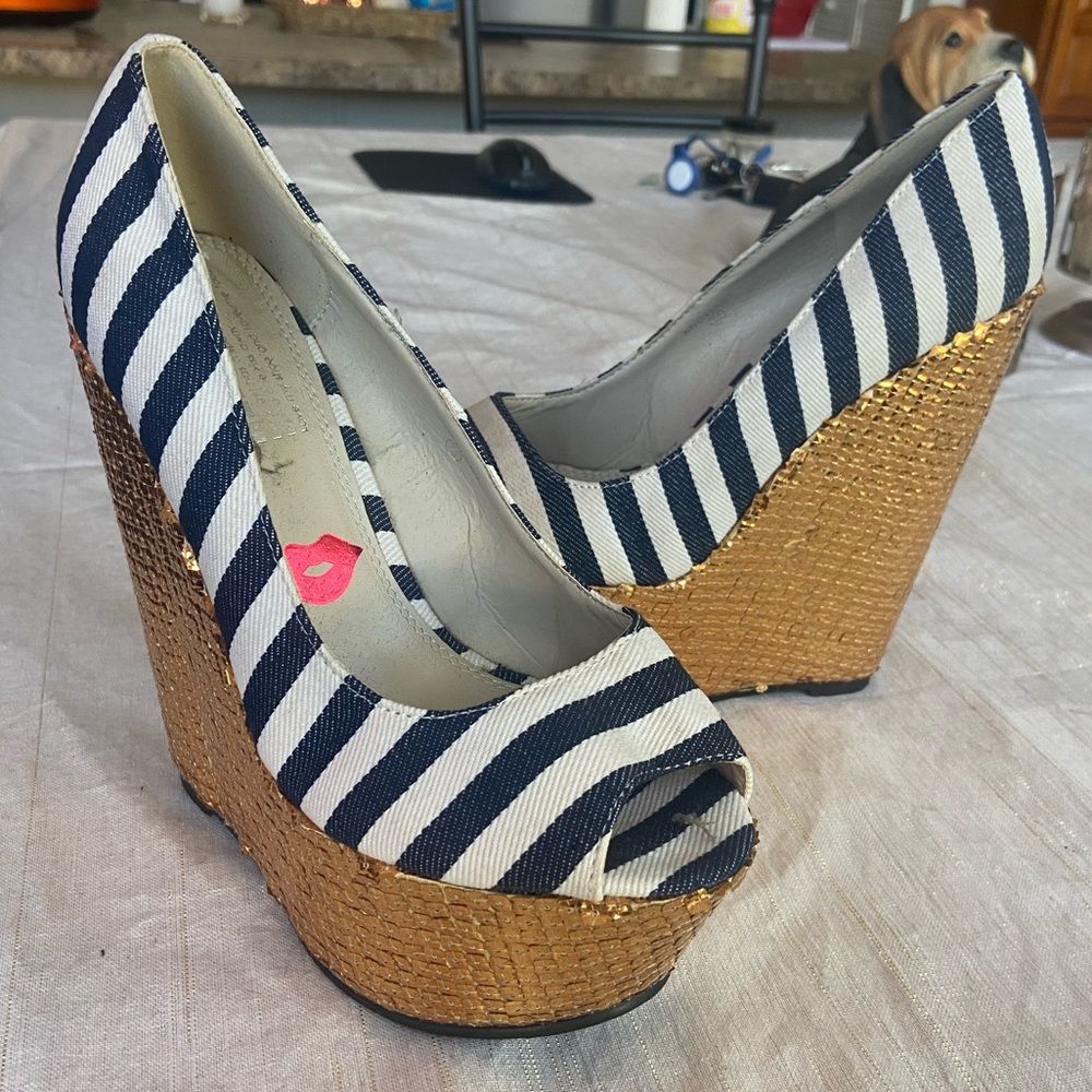 Never Worn! Sequin Platform Wedges - image 1